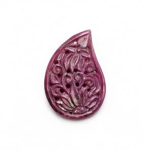 Piedra tallada con motivos florales de rubí para colgante o fabricación de joyas - Perfecta para uso diario, para el equilibrio emocional, regalo de cumpleaños para hija - Product Image 2