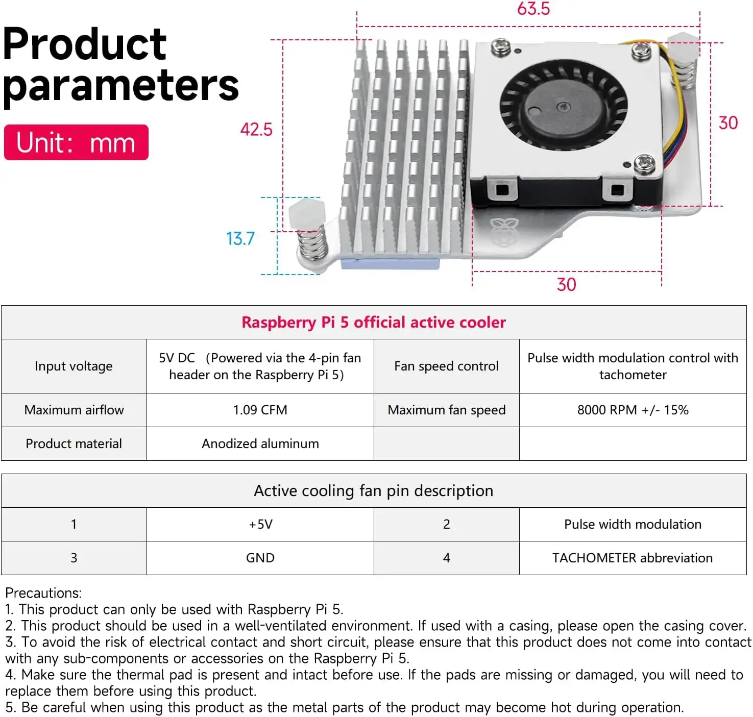 Raspberry Pi 5 alimentatore ufficiale e custodia protettiva ufficiale o Kit ventola di raffreddamento attivo con rete scheda di memoria a specchio