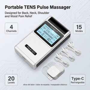 Mini stimulateur <span class=keywords><strong>de</strong></span> physiothérapie TENS pour soulager les tensions musculaires thoraciques et la douleur, 8 électrodes, 4 canaux - Product Image 3