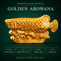 Statue Feng Shui Arowana Poisson Dragon Ornement Sculpture de Richesse avec Pièces Chinoises Porte-Bonheur Décoration de Bureau et de Maison en Alliage de Zinc Rond Dunyi