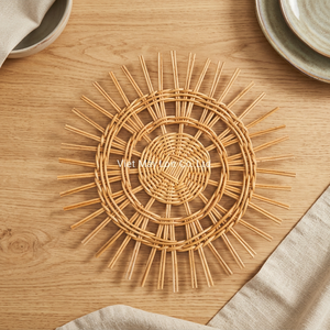 Décoration murale artisanale en rotin naturel, style bohème, pour chambre d'enfant, tissée, art pour chambre de bébé, nouveau-né, du Vietnam - Product Image 3