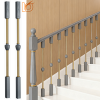 Balustre d'escalier carré décoré de luxe minimaliste moderne de haute qualité en bois et cuivre de 35 mm pour rampe intérieure