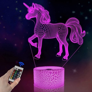 <span class=keywords><strong>Lampe</strong></span> <span class=keywords><strong>de</strong></span> <span class=keywords><strong>chevet</strong></span> <span class=keywords><strong>licorne</strong></span> 3D pour enfants, 16 couleurs changeantes avec télécommande, décoration intérieure, cadeau <span class=keywords><strong>de</strong></span> Noël et d'anniversaire, illusion d'optique - Product Image 1