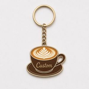 ผู้ผลิตพวงกุญแจกาแฟคุณภาพสูงแบบกำหนดเอง พวงกุญแจคาเฟ่ลาเต้สไตล์วินเทจ สำหรับร้านกาแฟ โปรโมชั่นร้านค้า พวงกุญแจโลหะ - Product Image 2