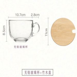 Glass Coffee Mug 15OZ <b>Clear</b> with Bamboo Lids & Spoon Eco-Friendly Custom Logo for Coffee Tea Milk Oats Yoghurt - Product Image 3