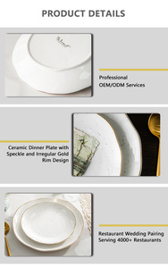 Set Perlengkapan Makan Keramik FENN Custom, Desain Modern Mewah dengan Pinggiran Emas dan Motif Bintik, Piring Makan Keramik Putih dalam Set Porselen untuk Pernikahan - Product Image 5