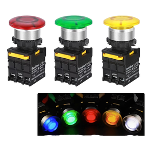 Bouton-poussoir d'arrêt d'urgence électronique LA38-11 à verrouillage automatique, point argenté, 1NO1NC, 24V, IP65, LED, 22mm, en plastique et laiton - Product Image 5