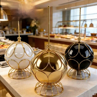 TAIDING Nouveau Réchaud Suspendu Sphérique en Acier Inoxydable 8L à Alcool pour Buffets d'Hôtel et Salles de Banquet Blanc Doré