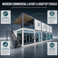 Maison conteneur préfabriquée résistante aux intempéries, à structure modulaire en acier, avec aménagement personnalisable, type hôtel ou villa