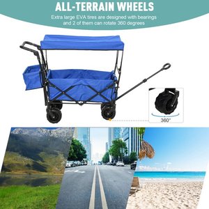 Carrito Plegable para Exteriores en Oferta, Cochecito Plegable para Niños con Toldo, Carrito de Camping para Niños - Product Image 2