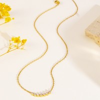 Collier en acier inoxydable incrusté de diamants, design minimaliste unique, plaqué or 18 carats, chaîne géométrique, ne se décolore pas
