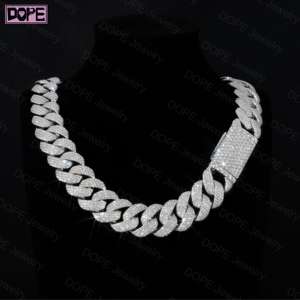 925 <b>Silver</b> Hip Hop <b>Cuban</b> <b>Chain</b> 22mm VVS Moissanite Jewelry Necklace Free Shipping for Parties - Product Image 2