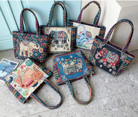 Produits tendance 2025 toile brodée Style ethnique femmes sacs fourre-tout rétro concepteur toile sac à bandoulière pour femmes