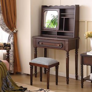 Solid Wood <b>Dressing</b> <b>Table</b> Black Walnut With Mirror Storage Bedroom Makeup <b>Vanity</b> Desk With Stool - Product Image 1