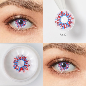 Pseyeche devil Halloween lentilles de contact jaune <span class=keywords><strong>sang</strong></span> plat cosplay lentilles feu d'artifice blanc fou lentilles de contact - Product Image 5