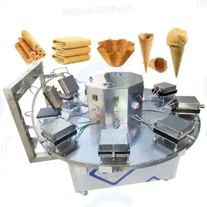 Conos de papel de oblea de azúcar completamente automáticos, máquinas para hornear, máquina para hacer conos de gofres de helado