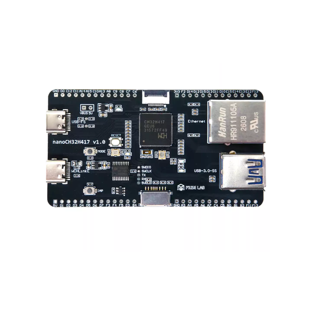Chipboard Muselab Nanoch32h417 Dev Board, Wch Ch32h417qeu6 Risc-v, Dual Usb Type-c, Usb 3.0 5gbps, 100m Ethernet