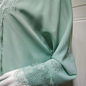 Fábrica de Abayas OEM/ODM, Vestido Musulmán Islámico de Lujo para Ramadán y Eid, Kimono Modesto con Encaje para Mujer - Product Image 4