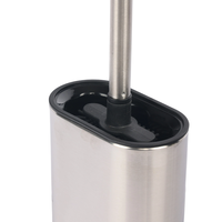 Brosse de toilette en acier inoxydable avec manche long et support en silicone pour salle de bain, maison et hôtel