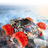 Voiture télécommandée amphibie 4x4 pour enfants, jouet de graffitis télécommandé à quatre roues motrices