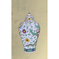 Vase chinois LINGFENG peint à la main pour collectionneurs, motif dragon Wucai, glaçure cinq couleurs, style Ming, cadre photo en forme de rouleau de soie