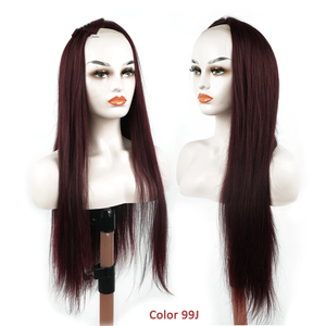 Demi-<span class=keywords><strong>perruque</strong></span> en cheveux humains 3/4, fabriquée à la machine, cheveux raides longs de 14 à 28 pouces, cheveux brésiliens Remy, demi-perruques pour femmes, pour couvrir les cheveux blancs - Product Image 5
