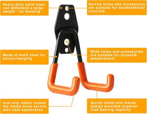 Crochets muraux en acier au carbone antidérapants de qualité supérieure en forme de U - Marque YOYOW Finition noire pour outils de jardin, vélos et plus - Product Image 3