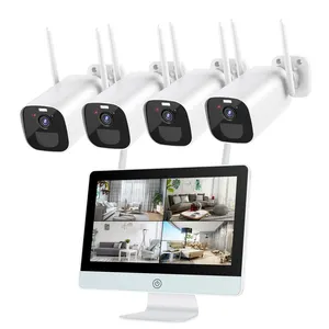 Wireless Wifi Cctv Security Camera Kit 12Inch Lcd Nvr With Ip Battery Camera Motion Detection System
