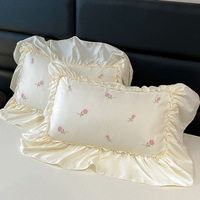 Ensemble quatre pièces ultra-confortable en soie glacée lavée style Princesse pour chambre à coucher