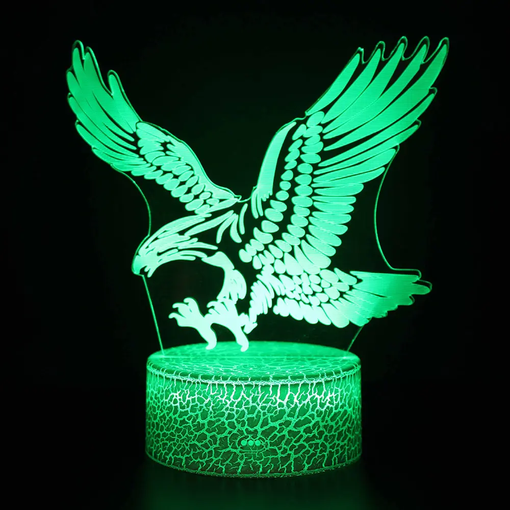 Verbazingwekkende Vliegende Big Eagle Vorm Nachtlampje Kleurrijke 3D Tafellamp Voor Kantoor Hotel Slaapkamer Bar Moderne Decoratie Usb Led bureau