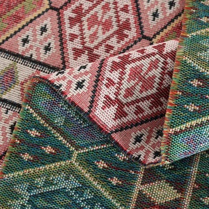 Tessuto Jacquard in Stile Etnico Bohémien, Poliestere e Cotone, Broccato Tessuto a Peso Medio 330gsm, <span class=keywords><strong>Disegni</strong></span> Personalizzati, Filato Tinto per la Casa - Product Image 1