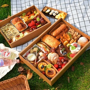 Vassoio Scatola Monouso in Carta Kraft per Pic-nic Primaverili Campeggio Asporto Snack Leggeri Tè Pomeridiano Panini con Laminazione Opaca - Product Image 2