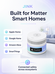 <span class=keywords><strong>Détecteur</strong></span> <span class=keywords><strong>de</strong></span> <span class=keywords><strong>fumée</strong></span> intelligent JINK compatible Matter pour la sécurité domestique, compatible Apple Home et Google Home - Product Image 4
