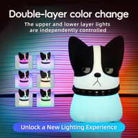 Lampe de chevet tactile en silicone pour bouledogue français, à intensité variable, rechargeable, pour chambre à coucher, compagnon de sommeil, décoration, cadeau