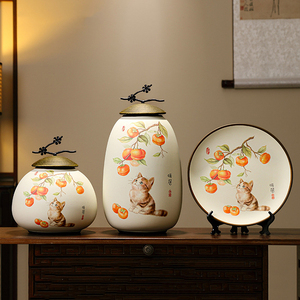 Juego de Tres Piezas de Cerámica Blanca Estilo Art Deco Moderno, Florero de Escritorio, Jarra de Almacenamiento con Tapa de Aleación, Floreros Decorativos de Resina - Product Image 6