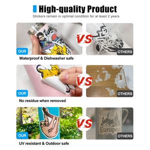 Label desain perusahaan stiker kartun tahan air logo Label perekat cetakan hologram vinil kustom lembaran stiker potong mati - Product Image 5