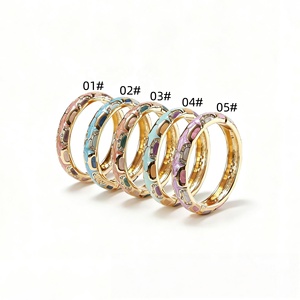 Hot Selling Gold Plated Enamel Bangle <b>Bracelet</b> with <b>Crystal</b> Inlay Hinged Open Cuff Fashion Jewelry for Women - Product Image 1
