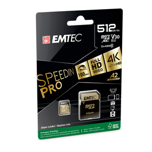 Emtec V30 Speed in Pro Micro SDXC 256 Go Classe 10 UHS1-U3 V30 Lecture/Écriture - 256 Go à 1 To - Product Image 5