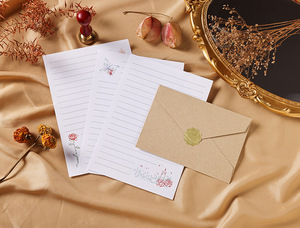 Ensemble d'enveloppes et de papier de <span class=keywords><strong>papeterie</strong></span> de style vintage Enveloppes fantaisie avec 3 Pape pour invitations, remise des diplômes, carte de voeux - Product Image 6
