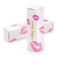 Boîte pliante en carton blanc avec fermeture à rabat et logo en feuille d'or pour gloss à lèvres, rouge à lèvres, cosmétiques et produits de beauté