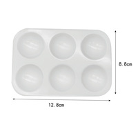 Palettes rectangulaires en plastique blanc à 6 grilles pour peinture d'art Plat de mélange de peinture à la gouache avec plaque épaissie