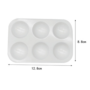 Белые пластиковые 6-сетчатые прямоугольные палитры для рисования гуашью - Product Image 6