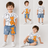 Vêtements pour bébés et enfants, motif de dessin animé, col rond, manches courtes, shorts, ensemble deux pièces pour enfants, vêtements d'été, nouveauté