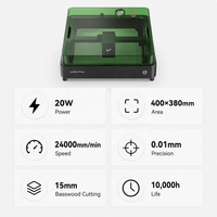 Grabador y Cortador Láser de Diodo de 20W, Portátil de Escritorio, con Enfriamiento por Aire, 400x380mm, con LightBurn, para Madera, Piedra y Cuero