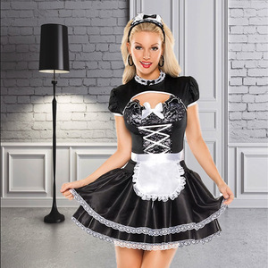 Costume de femme de chambre sexy pour femmes, ensemble d'uniforme de cosplay noir, tenue de déguisement - Product Image 4