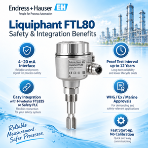 Endress+Hauser FTL80 Interruptor de nivel de horquilla vibratoria FailSafe SIL3 280C 100Bar Sensor de llenado excesivo Metálico 0.1% - Product Image 4