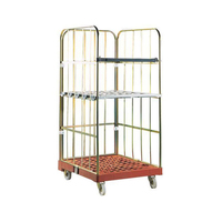 Conteneur à roulettes mobile, pliable sur 3 côtés, base en acier en forme de H, capacité de charge de 350 kg, capacité de 900 L, résistant à la corrosion