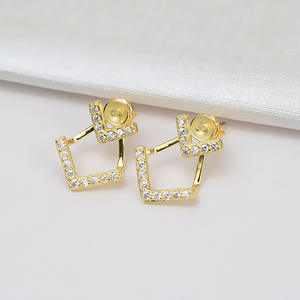 Boucles d'oreilles tendance pour femme Wenchi en argent S925 et perles 6-7, motif couronne simple, accessoires de bijoux DIY semi-finis 15945 - Product Image 3