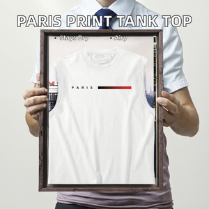 Camiseta sin Mangas para Hombre, Estampado de Moda Parisina, 100% Poliéster, Impresión Digital, Transpirable, 3D, Absorbente de Sudor, Tejido Ligero - Product Image 2