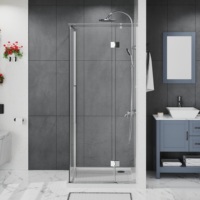 Salle de douche à porte pivotante carrée à profil extrêmement mince 90x90x185cm avec verre trempé de 6mm